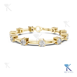 KRUP JEWELS KJB 50 5.10mm Lab Grown Round Brilliant Cut Diamond Station <b>Bracelet</b> 14K <b>Solid</b> Gold Unisex Luxury Jewelry - Product Image 1