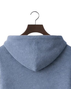 Sudadera con Capucha Personalizada para Hombre, Color Azul Claro, Tejido de Punto, Cierre de Tres Botones, Mezcla de Algodón Suave, Cálida para Invierno, Estilo Casual Urbano, OEM Personalizado - Product Image 6