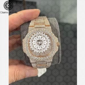 Charm Jewells – montre mécanique de luxe pour hommes, en acier inoxydable, boîtier carré, cadran analogique de 40mm, verre, fermoir papillon, 10 bars, date automatique - Product Image 3