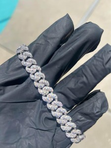 Bracelet Quban en argent 925 pour homme, serti de moissanite taille brillant, style hip-hop, pour usage quotidien, plaqué rhodium certifié - Product Image 5