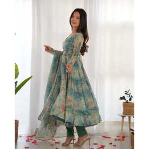ชุด Anarkali และกางเกงขนาด XS ที่สวยงามพร้อม dupatta สำหรับสวมใส่ในงานปาร์ตี้ - Product Image 4