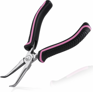 Precision Mini Bent Needle Nose Pliers Stainless Steel Serrated Jaw <b>Soft</b> Grip for Jewelry Making <b>Wire</b> Wrapping and Craft Use - Product Image 1