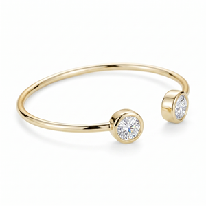 18K Real <b>Gold</b> Lab Grown Diamond 0.30ct Twin Round Brilliant Cut Open Cuff Bracelet <b>Bangle</b> Women Bridal Gift - Product Image 6