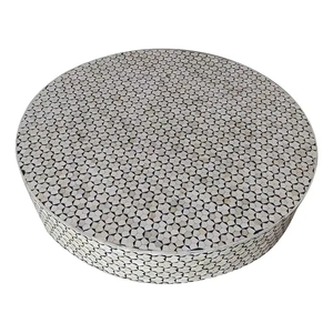 Table à manger moderne et portable, plateau en incrustation d'os, design en panneaux de bois, taille/couleur personnalisable, durable, fabrication artisanale, hôtel - Product Image 4