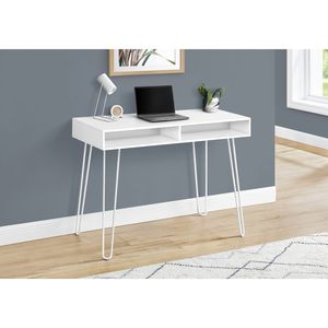 Scrivania per Computer Contemporanea Bianca da 40 Pollici per Ufficio Domestico, Configurazione Sinistra e Destra con Cassetti Portaoggetti, Laminato Bianco e Metallo - Product Image 5