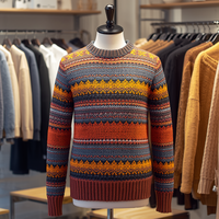 Winterlicher Atmungsaktiver Gestrickter Rundhalspullover mit Langen Ärmeln für Herren, Lässige Strickware, OEM ODM Anpassung, 100% Bio, Vorderseitiges Muster
