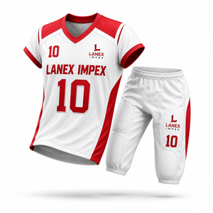 High Quality Men Custom American Football Uniform Practice Wear White Red Sublimation Print Breathable Polyester Adult Unisex - Product Image 1