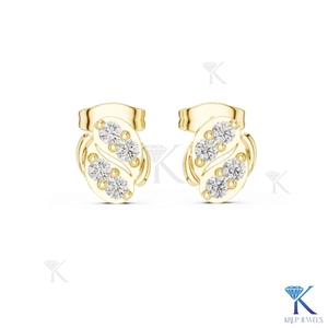 Lab Grown Diamond Luxury Yin Yang Swirl <b>Stud</b> Earrings 5 Stone Cluster 14K 18K Solid Gold KRUP JEWELS Women's Jewelry Bridal - Product Image 4