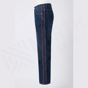Jean en denim coupe droite délavé foncé pour homme, taille haute, coupe classique, en coton, style décontracté, pantalon d'automne - Product Image 4