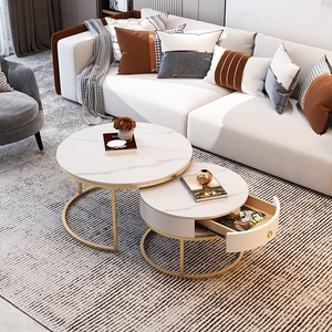 Modern Convertible Living <b>Room</b> <b>White</b> Glass Coffee <b>Table</b> with Gold Storage - Product Image 4