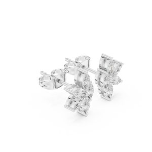 Designer Women <b>Stud</b> <b>Earrings</b> Featuring Marquise Cut Lab Grown Multi Diamonds Solid 14K White Gold GRA Certified Fine Jewelry - Product Image 3