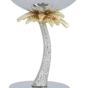 Brûleur de Bakhoor de Luxe en Argent et Or en Forme de Palmier, Encensoir Métallique Exotique Tropical avec Socle pour Oud et Encens - Product Image 4