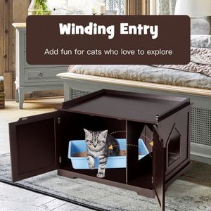 Grande litière pour chat avec double accès par porte, accessoire pour un habitat confortable pour votre chat - Product Image 4