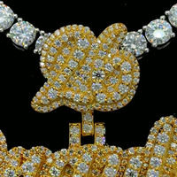 Pendentif personnalisé Braulio en lettres cursives, style hip-hop, tendance, avec nom serti de diamants, en argent, pour les occasions festives