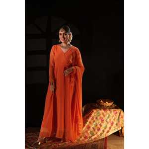 Conjunto de Traje Anarkali PEACH RANI - Talla XS, Material de Rayón para Bodas, India, Pakistán - Product Image 1