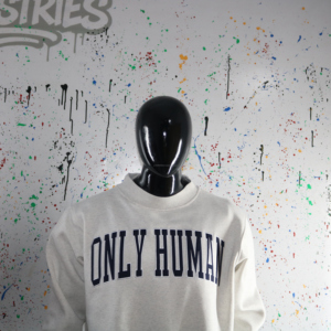 Sudadera ONLY HUMAN ASH GREY con cuello alto, 100% azul marino, con apliques bordados, cuello ancho, CLUSH INDUSTRIES - Product Image 3