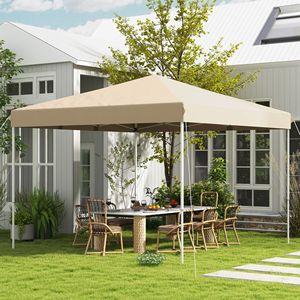 13FT X 13FT Beige Pop up <b>Canopy</b> <b>Tent</b> with Height Adjustable Wheeled Carry Bag for Outdoor Garden Patio - Product Image 2