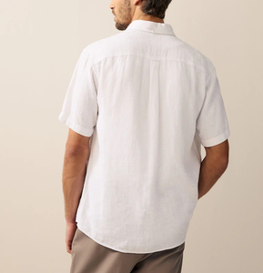 เสื้อเชิ้ตแขนสั้นผู้ชายขายดี ผลิตตามแบบ OEM ปักโลโก้ได้ คอปกมาตรฐาน ผ้าลินินผสม 100% ผ้าฝ้าย สไตล์ลำลอง แฟชั่น - Product Image 3