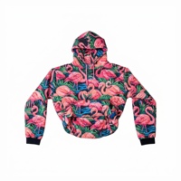 Veste décontractée pour homme à imprimé flamants roses par sublimation, pull-over en nylon ripstop léger, séchage rapide, avec capuche matelassée