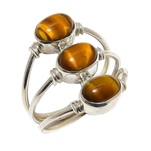 Bague de fiançailles pour homme en argent sterling 925 avec œil de tigre, sertissage griffe en zircon, plaqué or rose et rhodium, fantaisie, tendance, raffinée - Product Image 1