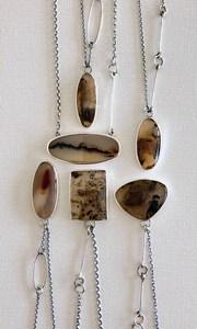 Pendentif artisanal en agate du Montana plaqué or, en argent sterling recyclé, élégant, avec pierre précieuse, cadeau de fiançailles - Product Image 6