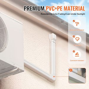 Copertura decorativa in PVC per tubi di condizionatori domestici, set da 3 pollici di larghezza x 17,7 piedi di lunghezza, compatibile con 10 condotti dritti - Product Image 3