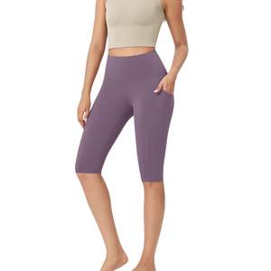 Shorts de Yoga de Cintura Alta para Mujer, al por Mayor, Personalizados, con Bolsillo Lateral, de Nailon y Spandex, para Gimnasio y Entrenamiento, Fabricante - Product Image 3