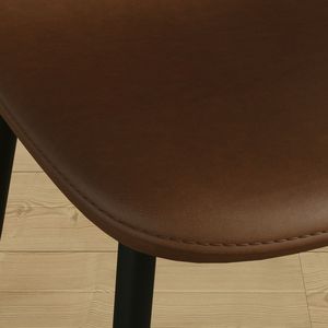 Set di 4 Sedie da Pranzo in Stile Moderno con Sedili Imbottiti in Pelle e Gambe in Metallo Nero - Product Image 2
