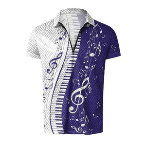 Conjunto de 2 piezas para hombre, camisa de manga corta con cuello medio cremallera y pantalones cortos, cómodo y sencillo, ropa informal de playa para verano. - Product Image 4