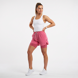 Shorts Deportivos de Doble Capa con Cordón Ajustable para Mujer, Secado Rápido, Compresión, Shorts Interiores para Yoga, Cintura Media, Corte Regular - Product Image 4
