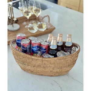 Elegante Cubitera de Mimbre Tejido Color Marrón Miel con Revestimiento Acrílico Resistente a la Humedad, para Bebidas, Ideal para Entretenimiento al Aire Libre en Estilo Tropical - Product Image 4