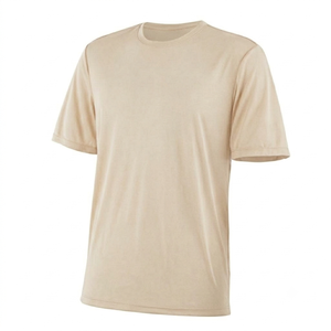 T-shirt en jersey de coton bleu clair à manches courtes et col rond pour homme, coupe classique, couleur unie, tissu tricoté respirant - Product Image 2