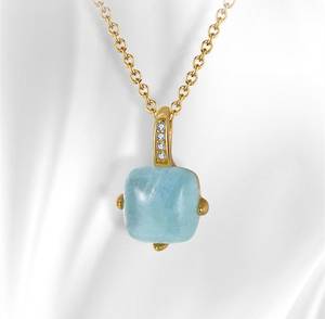 Collar de aguamarina auténtica, plata de ley S925, chapado en oro de 14 quilates, colgante con piedra de nacimiento de marzo, regalo para ella - Product Image 2