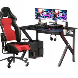 Scrivania da Gaming a Forma di K con Portabicchieri e Gancio per Cuffie, Tavolo Moderno in Legno per Casa, Ufficio e Sala Giochi - Product Image 6