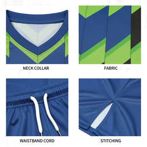 Ensemble d'uniformes de football unisexe personnalisés à rayures avec appliques, grande taille, vêtements de sport de qualité pour adultes, nouveau design, comprenant maillot et short, OEM - Product Image 5