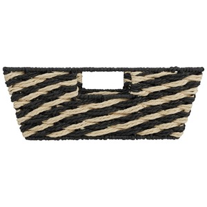 ตะกร้าสานจากหญ้าทะเลลายทางสีดำ ตะกร้าเก็บของทำมือ ขายส่ง เป็นมิตรกับสิ่งแวดล้อม ผลิตในเวียดนาม - Product Image 5