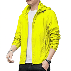 Men <b>Lightweight</b> Hooded Windbreaker <b>Jacket</b> Solid Color Zipper Casual Spring Outerwear Thin Polyester Shell With Pockets - Product Image 5