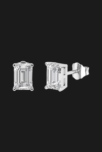 <b>Emerald</b> Cut Moissanite <b>Stud</b> Earrings Minimalist Luxury Solitaire Earrings Unisex Classic Jewelry - Product Image 6