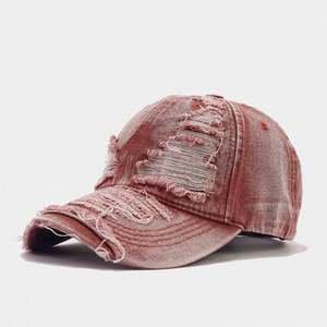 Casquette de baseball unisexe en coton délavé, style déchiré, effet usé, couleur unie, avec fourrure, pour homme et femme - Product Image 4