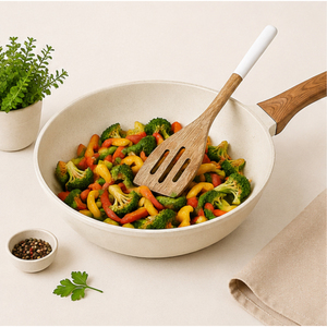 Ensemble de 5 cuillères de cuisine en bois de manguier, résistantes à la chaleur, antiadhésives, avec manche blanc, spatule incluse, au meilleur prix - Product Image 4