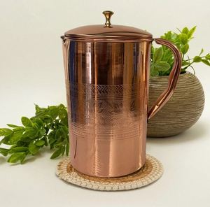 Ensemble de carafes en cuivre avec construction robuste, ensemble de service d'eau en métal épais avec verres, vaisselle durable et réutilisable pour la cuisine et la salle à manger - Product Image 2
