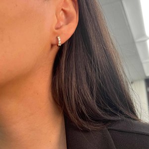 Diamond <b>Hoop</b> <b>Earrings</b> Lab Grown Minimalist Solitaire Wedding Luxury Everyday Huggies 14K 18K <b>Solid</b> Gold B2B Factory Bulk Price - Product Image 4