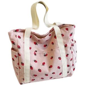 Bolso Tote de Algodón con Estampado de Fresas Style De Maison, Cierre con Cordón, Cadenas, Bolso de Mano de Moda para Mujer, para Uso Diario en Todas las Estaciones - Product Image 6