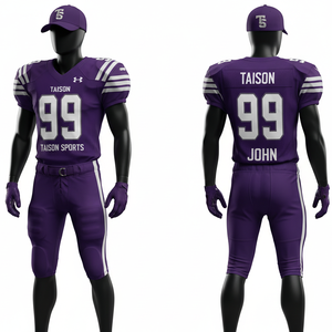 Uniforme de Fútbol Americano para Hombre, 280 GSM, Malla de Poliéster Transpirable, Jersey Marrón, Paneles con Franjas en los Hombros Color Crema, Logotipos en Tela Tackle Twill - Product Image 5