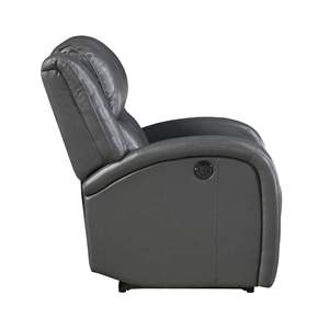 Sillón Reclinable Eléctrico Moderno de 1 Plaza en Cuero Sintético Gris con Estructura de Madera Maciza, Mueble de Sala con Asiento Acolchado - Product Image 4