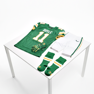 Uniforme de football américain professionnel de couleur verte, maillot de football à manches courtes avec short de qualité supérieure au prix d'usine - Product Image 1