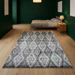 HILTEX Handknotted <b>Traditional</b> Geometric Pattern Bamboo <b>Rug</b> with Medium Pile - Product Image 1