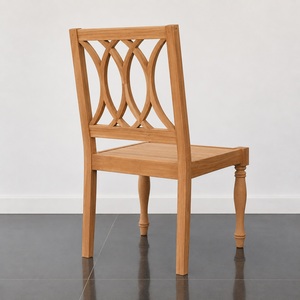 Traditional Solid <b>Teak</b> Wood <b>Chair</b> with Carved Backrest and Turned Legs Well Sanded Finish Model CHA27 - Product Image 3