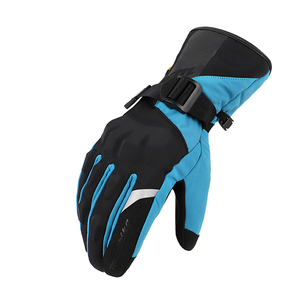 Guantes de Esquí de Invierno, Impermeables, de PU, con Dedos Completos, Correa de Muñeca Ajustable, Unisex, para Actividades al Aire Libre, Azul y Negro - Product Image 1