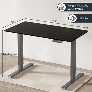 Electric Home <b>Office</b> <b>Computer</b> Workstation Adjustable Height Standing Desk with Two-Piece 55 X Tabletop Sit Stand Desk - Product Image 3